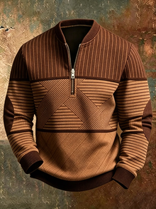 Erkebulan - Langarm Pullover Mit Halbem Reißverschluss – Braun