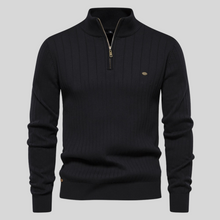 Zippie - Stylischer Bodyfit-Pullover mit Reißverschluss für Männer – Schwarz