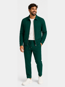 Tobiana - Set Aus Strukturierter Jacke MIT Reißverschluss Und Hose MIT Kordelzug – Grün
