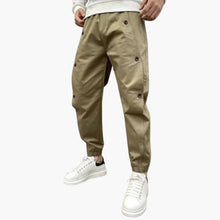 Herren Sommerhose mit Knopfleiste und elastischen Bündchen – Khaki