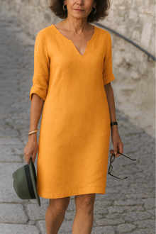 LISETTE | Elegantes Kleid mit V-Ausschnitt – Orange