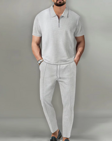 Sandro | Premium Zip Polo Set – Grau
