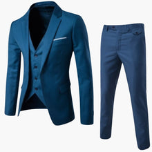 Herren Anzug dreiteilig mit Ein-Knopf Blazer und Weste – Dunkelgrün