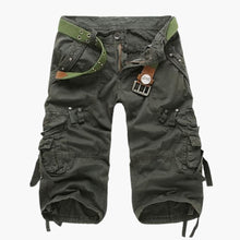 Herren Cargoshorts mit Taschen und verstellbarem Bund für Sommer – Armee grün