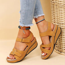 Kathrin | Damen Orthopädische Riemen Plattform Sandalen – Gelbbraun