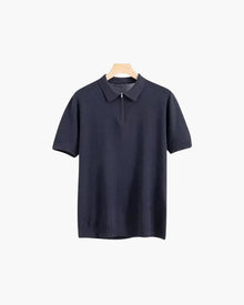 Brooks | kurze Ärmel Männer halb Reißverschluss stricken Poloshirt – Marineblau