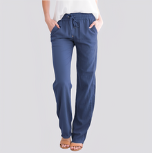 Damen Leichte Hose mit Elastischem Bund – Blau