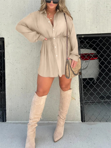 Jessica | Trendy Satin Design Frau Romper Kleid – Aprikose