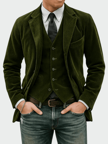 Steffen | 2-teiliges Set: Blazer und Weste – Grün