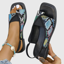 Selina | Damen Kontrast Riemen Flache Sandalen – Mehrfarbig