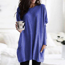 Katharina - Damen Pullover Taschen – Blau