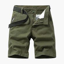 Herren-Cargo-Shorts aus Mischgewebe mit verstellbarem Gürtel und Taschen – Armygrün