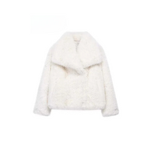 Damen Oversize Kunstpelz Jacke – Weiß