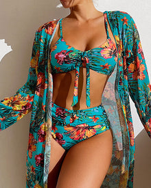 Lily - Bikini Set mit Tropenmotiv – Blau