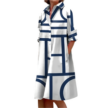 Sofie Alltägliche Midilänge-Kleid mit Taschen – Legerer Schnitt mit Knöpfen vorne – Marineblau
