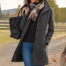 Damen klassischer Wintermantel mit Knopfleiste – Grau