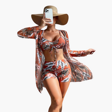 Lotta | 3-teiliges bedrucktes Bikini-Set – Rot