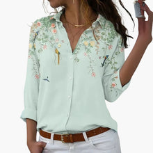 Blumen Colorblock Bluse für Damen - Stilvoll & Bequem – Armeegrün