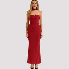 Antonia - Elegantes Slim-Fit-Choker-Kleid – Rot