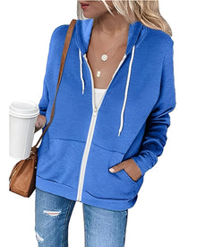 Alicia - Ein leichter Kapuzenpulli mit Reißverschluss und praktischen Taschen – Blau
