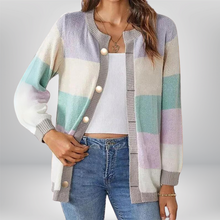 Nashawn | Gestreifte Strickjacke – Türkisblau