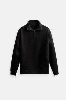 Minimalistischer Fleece-Pullover mit Reißverschluss – Wärme & Stil vereint – Schwarz