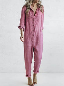 Langärmeliger Jumpsuit für Frauen – Rosa