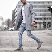 Patric - Klassischer langer Wollmantel – Grau