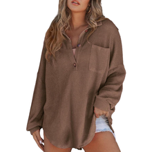 KATHRYN™ – Luftige V-Ausschnitt Knopf-Bluse – Braun