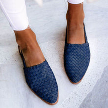 Chic Geflochtene Slingback Ballerinas aus Veganem Leder – Blau