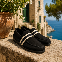 Hanno - Lässige Gestreifte Slipper – Schwarz