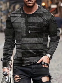 Kellan – Langärmliges Hemd MIT Geometrischem Patchwork-print – Dunkelgrau