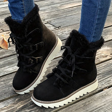 Winterschuhe Damen | Mit Schnürung Und Plateausohle Stiefel – Schwarz