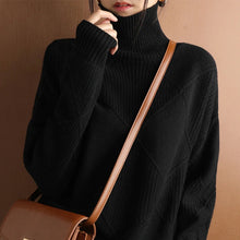 Natalie | Gemütlicher Zopfmuster Rollkragenpullover – Schwarz