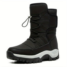 Winterschuhe Herren | High Cut Stiefel Mit Klettverschluss Und Kordelzug – Schwarz