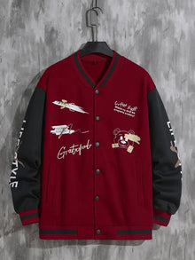 Coli | Collegejacke mit Hipster-Buchstabenmuster – Burgund