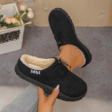 Damilya - Slip On Schuhe Aus Kunstwildleder Mit Fleecefutter Und Kordelzug – Schwarz