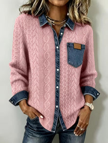 Leoora – Langarmhemd Mit Aufgesetzten Taschen – Rosa