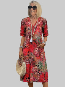 Marisse - Soft-Touch-Midikleid mit Blumenprint – Scharlachrot