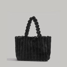 Elegante Plüsch-Umhängetasche für Damen – Schwarz