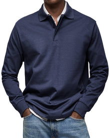 Felix | Luxus Langarm-Poloshirt – Marineblau