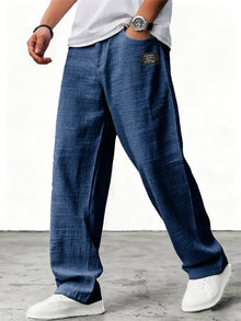 Aron - leicht strukturierte Hose – Marineblau