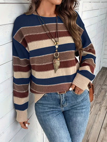 Fadina – Langärmeliger Strickpullover – Marineblau