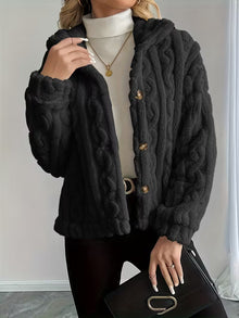 Losina – Teddyjacke MIT Zopfmuster Und Flauschigem Futter – Schwarz