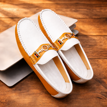 Stewart – Moderne Zweifarbige Leder Loafer – Braun