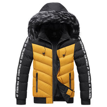Herren Steppjacke mit Kunstfellkapuze - Elian – Gelb