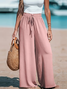 Janet - Entspannte Kordelzug Weite Hose – Rosa