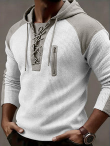 Freddie – Strukturierter Gerippter Pullover Mit Kapuze – Weiß