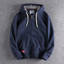 Max | Herren Zip-Hoodie Fleece Kapuzenpullover Casual – Marineblau