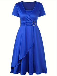 Elegantes Schlankes Strassbesetztes Bindegürtelformelles Kleid Für Damen | Für formelle Anlässe – Blau